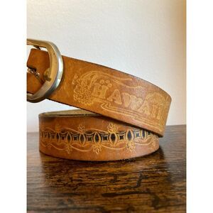 Vintage Genuine Leather Embossed MADE IN HAWAII Belt Size 28